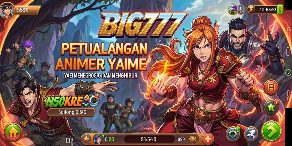 Tampilan gameplay BIG777 yang penuh aksi dan karakter anime yang menarik.