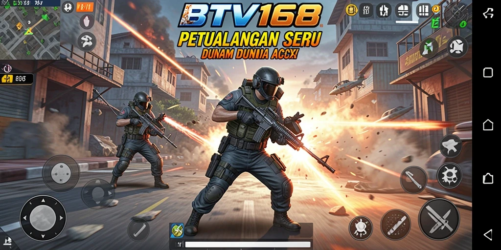 Screenshot menunjukkan aksi mendebarkan dalam BTV168.