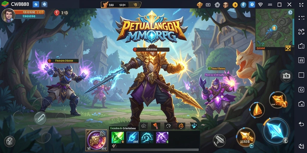 Screenshot gameplay seru dari CW8888 yang menampilkan pertempuran epik.