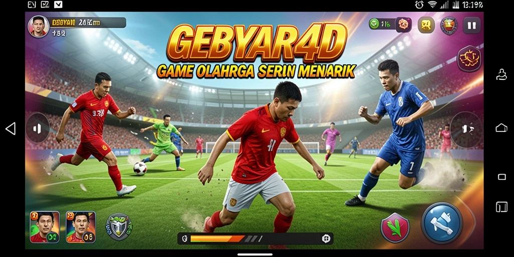 Tampilan gameplay GEBYAR4D yang menakjubkan dengan aksi olahraga yang seru.
