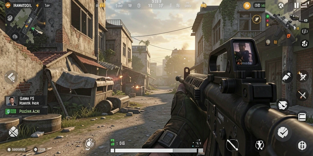 Screenshot gameplay IRAMATOGEL menunjukkan aksi tembak-menembak yang seru dan grafis menawan.