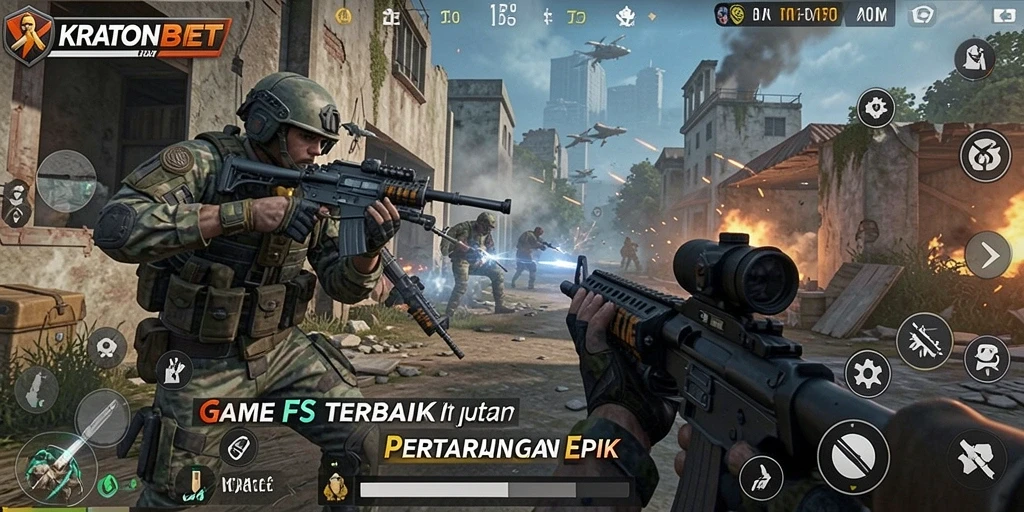 Tampilan aksi epik gameplay KRATONBET dalam pertempuran intense.