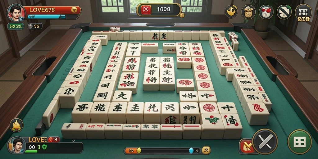 Tampilan gameplay LOVE678 yang menampilkan keasyikan bermain Mahjong.