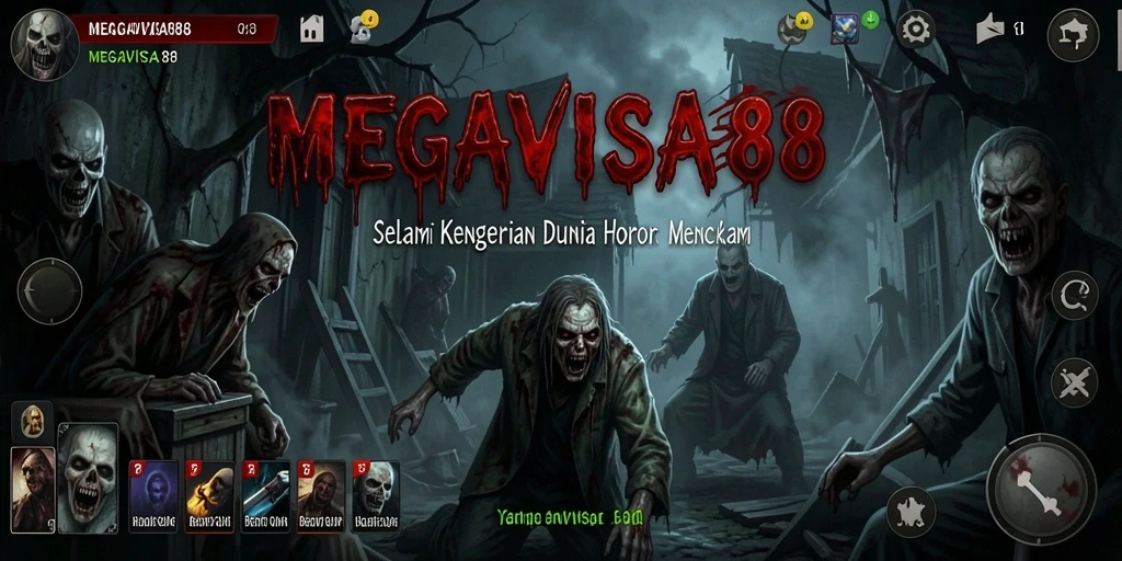 Screenshot menunjukkan adegan mencekam dari gameplay horor MEGAVISA88.