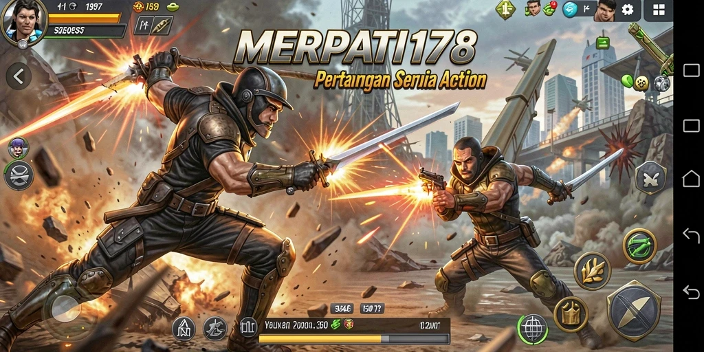 Tangkapan layar utama MERPATI178 menunjukkan aksi pertarungan intens.