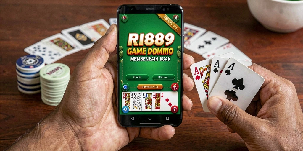 Screenshot gameplay RI889 menampilkan pertarungan seru antar pemain domino.