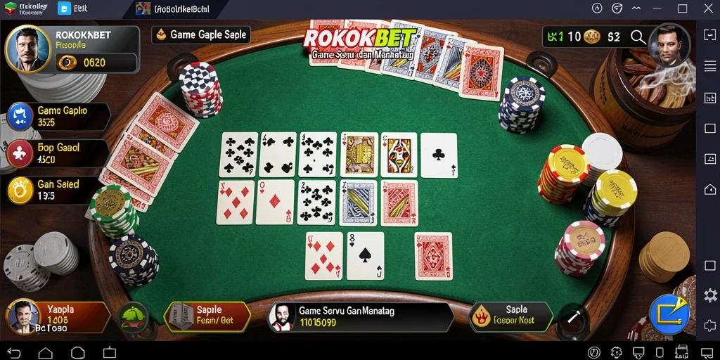 Tampilan gameplay seru ROKOKBET dengan fitur Gaple yang menarik.